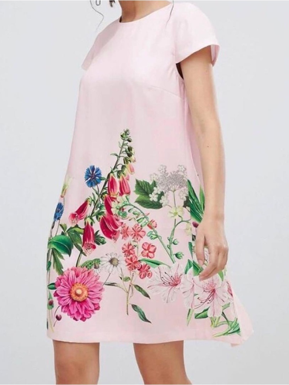 Ted Baker London Pale Pink Floral Hem Shift Dress - Picture 3 of 4